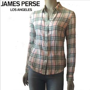 James Perse Luxury Pink Soft Flannel Shirt